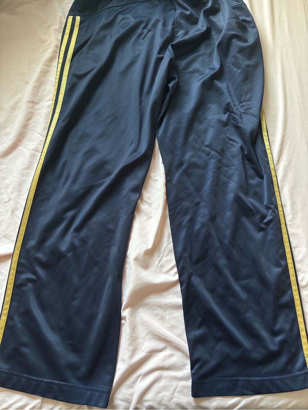 adidas Navy Sweatpants with Gold Side Stripes